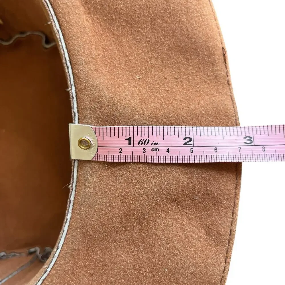 Leather Cowboy Hat Unisex Size M Men Women Vintage Brown Suede Retro Western